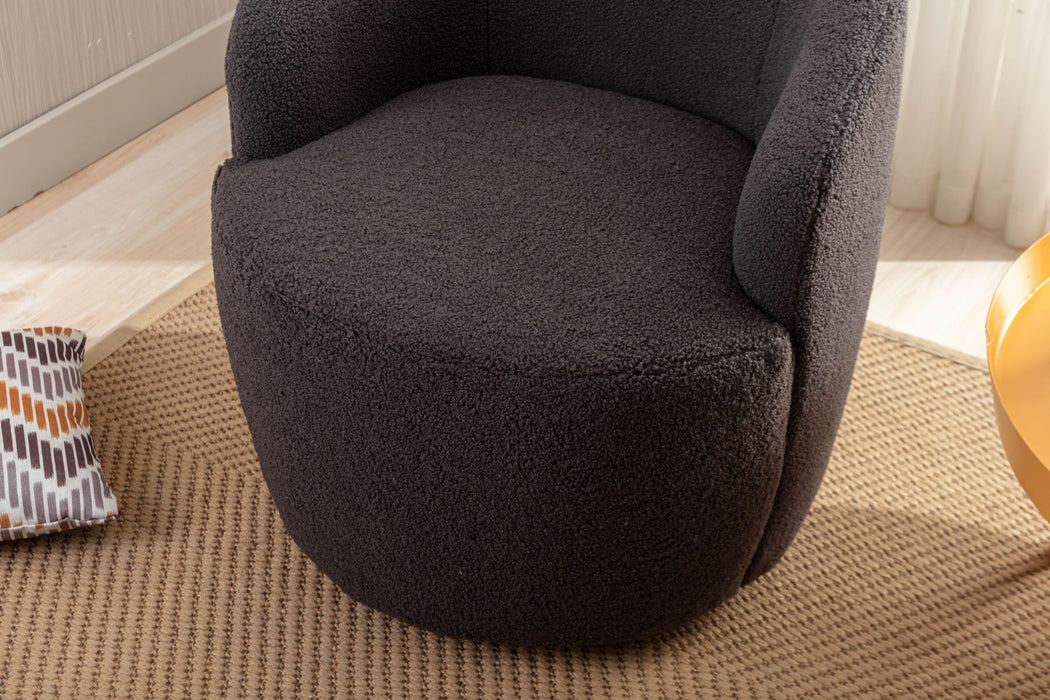 Teddy Fabric Swivel Accent Armchair Barrel Chair With Powder Coating Metal Ring