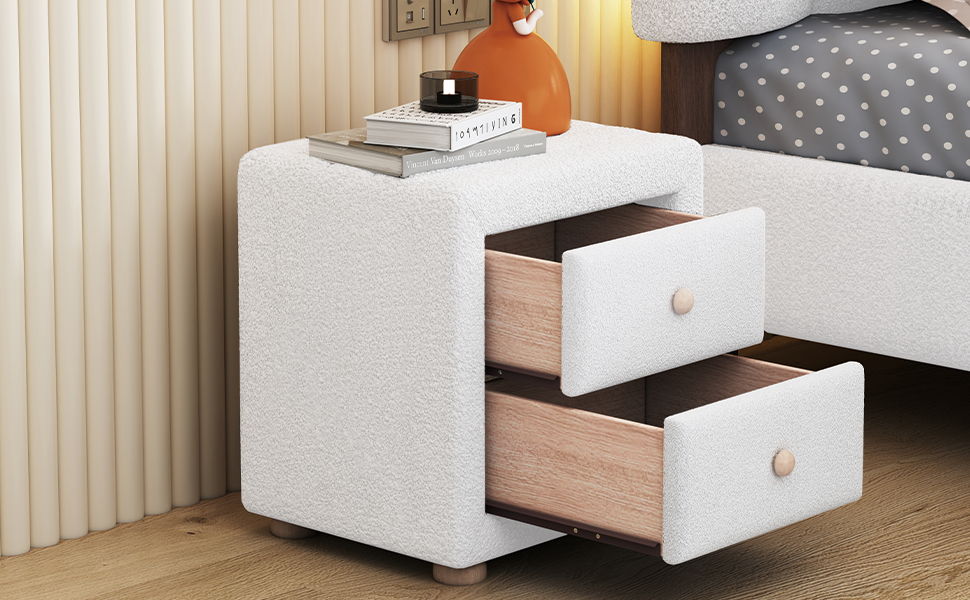 Teddy Fleece Nightstand With 2 Drawers