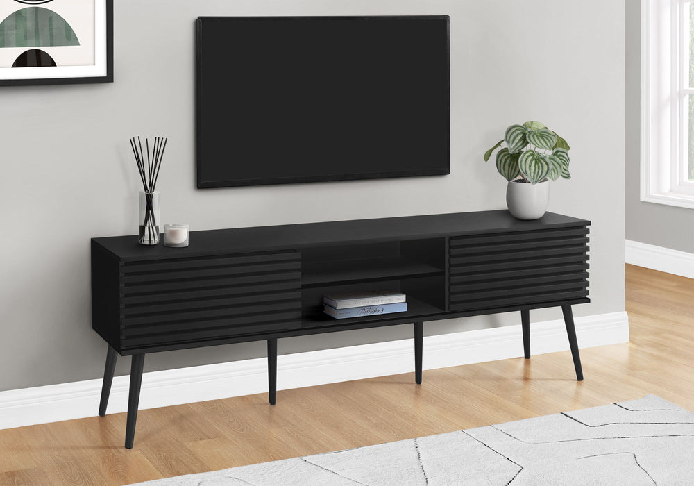 TV Stand, Media Entertainment Center, Storage Cabinet, Console, Storage Shelves, Bedroom, Living Room, Contemporary, Modern - Black