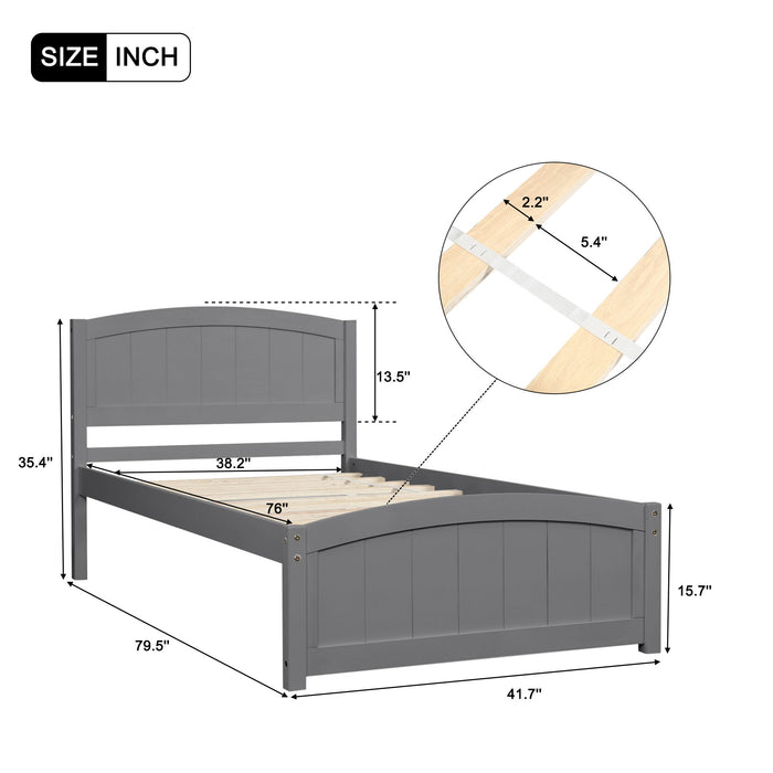 Platform Bed With Headboard, Footboard And Wood Slat Support - Wood