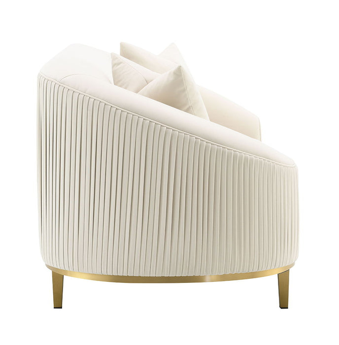 Martina - Loveseat With 2 Pillows - Ivory Velvet