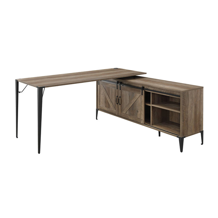 Zakwani - Writing Desk Combined With Cabinet - Rustic Oak / Black