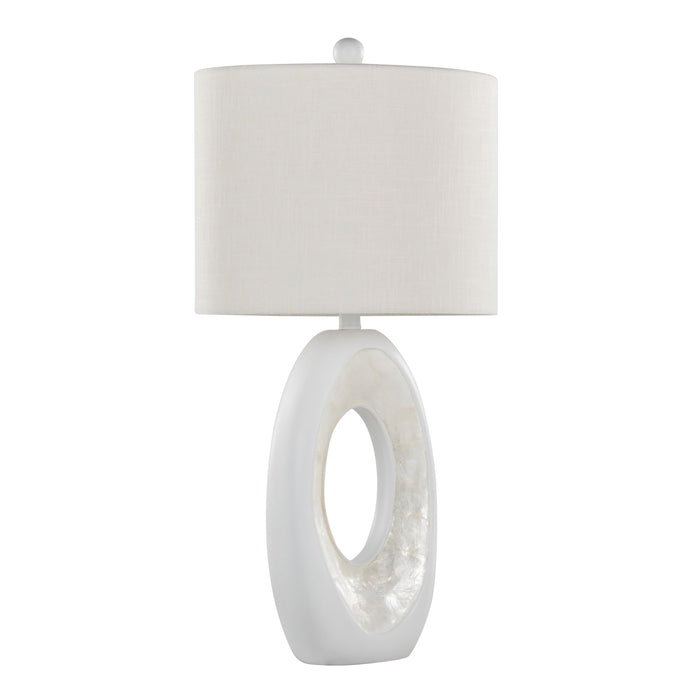 Pearl - Contemporary Table Lamp (Set of 2) - Matte White / Natural Shell