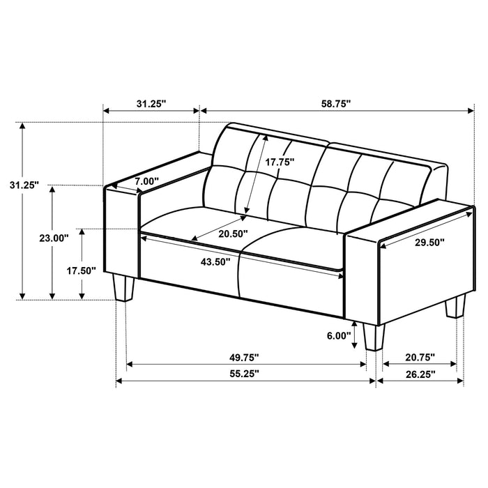 Deerhurst - Upholstered Tufted Track Arm Sofa Set