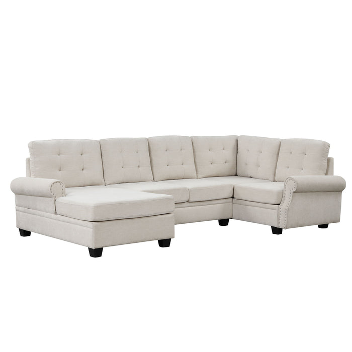 Modern U-Shaped Corner Sectional Sofa Upholstered Linen Sofa Couch For Living Room