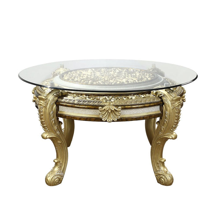 Desiderius - Round Dining Table - Antique Gold & Hand-Painted Brown