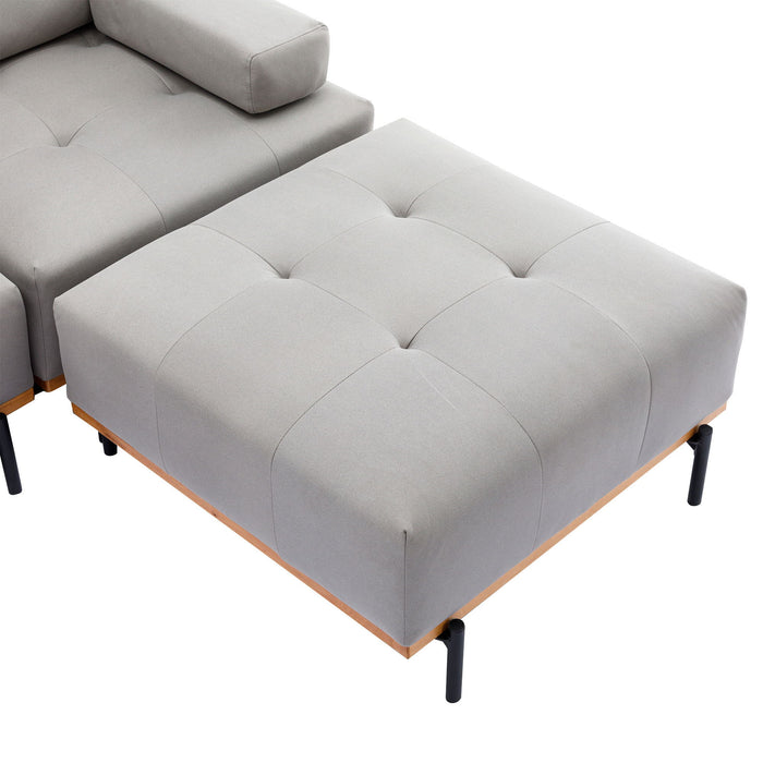 L-Shape Sectional Sofa 3 Seater Couches With A Removable Ottoman, Comfortable For Living Room