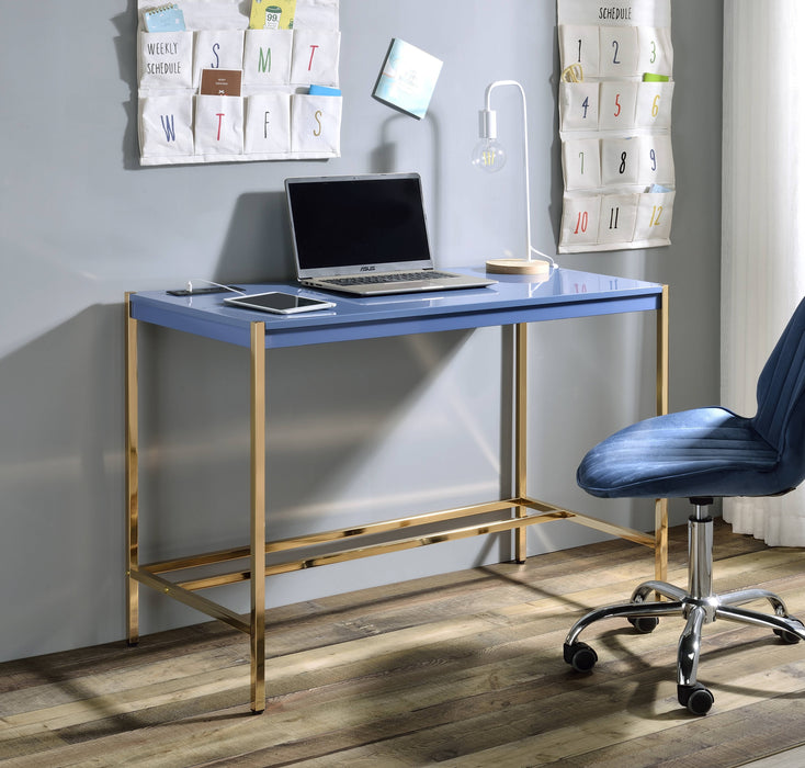 Midriaks - Writing Desk With USB - Gold / Navy Blue