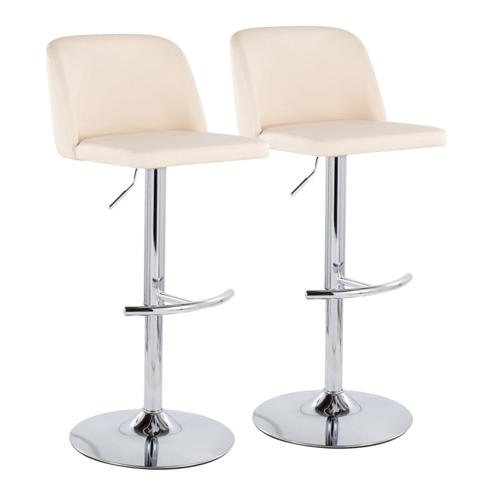 Toriano - Contemporary Adjustable Barstool With Swivel & Rounded T Footrest (Set of 2)