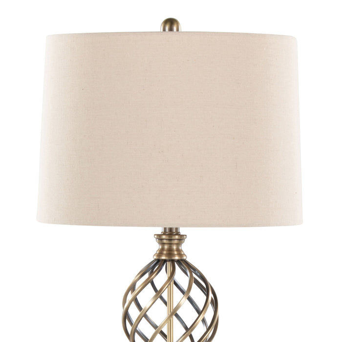 Linx - Twist Contemporary Table Lamp (Set of 2) - Antique Soft Brass / White