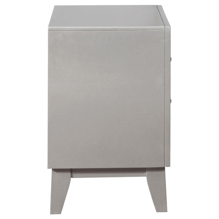 Leighton - 2-Drawer Nightstand - Metallic Mercury