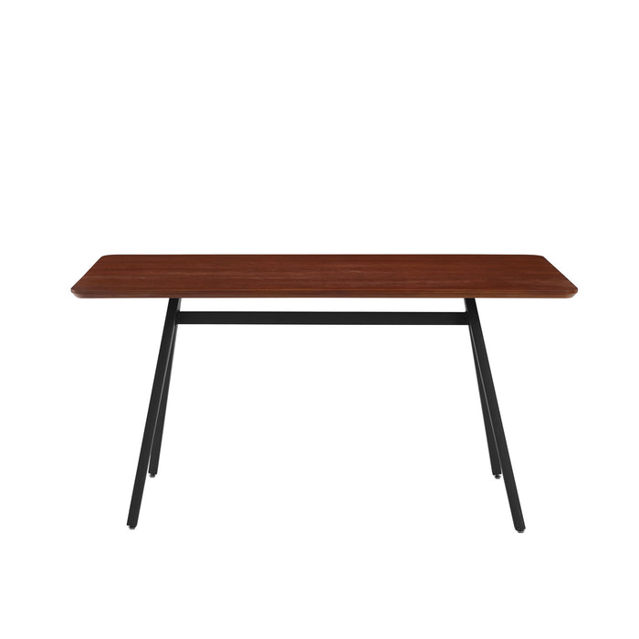 Contemporary V Leg Veneer Dining Table - Dark Walnut