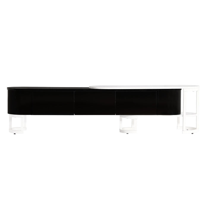 Modern Extendable TV Stand For TVs Up To 75", Entertainment Center Media Console With 3 Drawers, Metal Adjustable Legs For Living Room