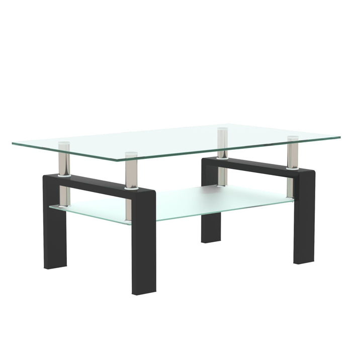 Rectangle Coffee Table, Modern Side Center Tables For Furniture - Clear / Black