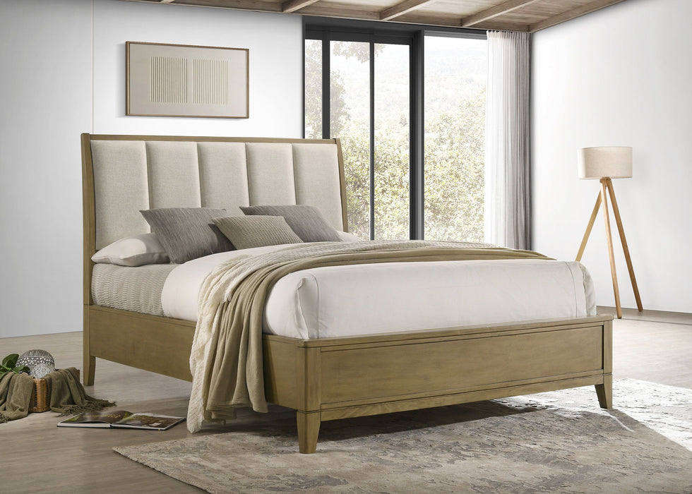 Granada - Upholstered Queen Panel Bed - Natural Pine