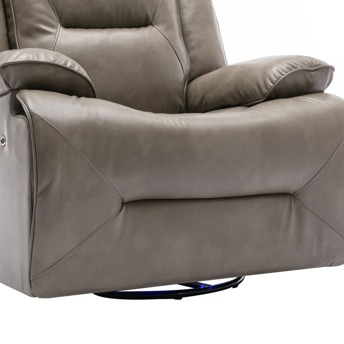 360° Swivel And Rocking Home Theater Recliner Manual Recliner Chair With A Led Light Strip For Living Room