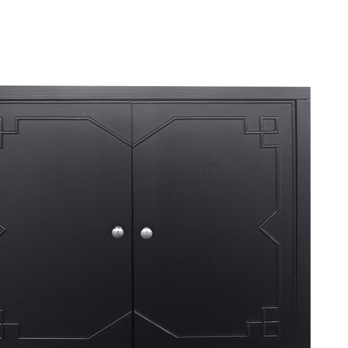 Accent Cabinet 4 Door Wooden Cabinet Sideboard Buffet Server Cabinet Storage Cabinet, For Living Room, Entryway, Hallway, Office, Kitchen And Dining Room - Matte Black