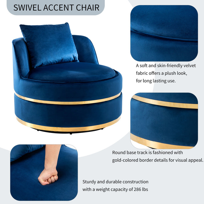 360° Swivel Accent Chair Velvet Modern Upholstered Barrel Chair Over-Sized Soft Chair With Seat Cushion For Living Room