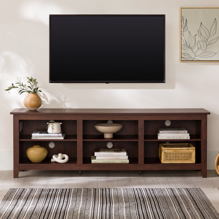 Modern Transitional 3 Shelf Open Storage 70" TV Stand For 80" TVs