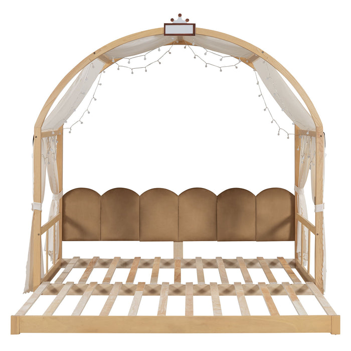 Extended Bed With Arched Roof And Trundle