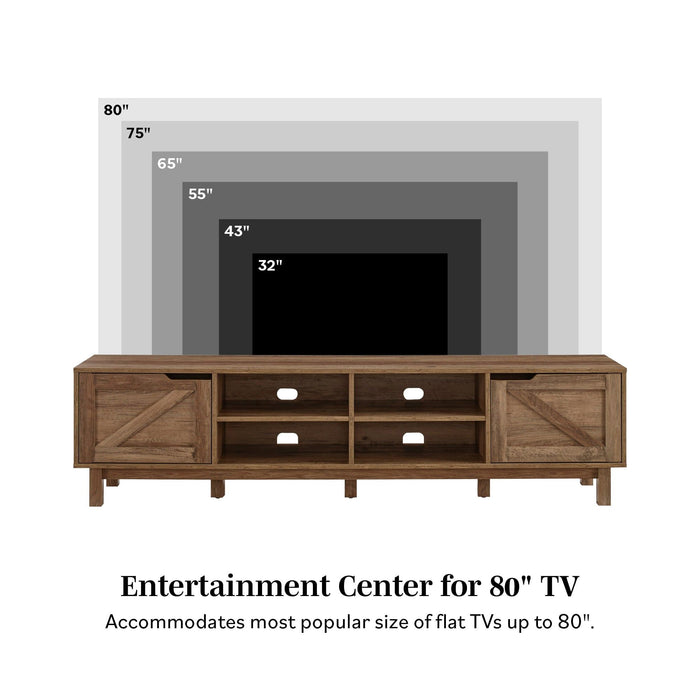 Rustic Barndoor Open-Storage TV Stand For TVs Up To 80"