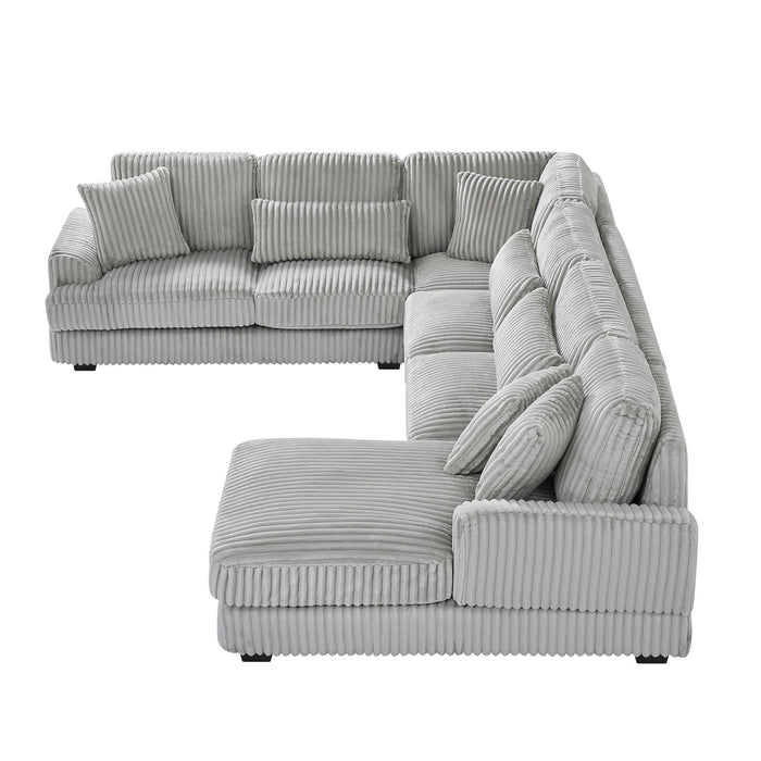 Oversized Sectional Sofa U - Shaped Sofa Couch Modern Sofa Upholstered In Soft Corduroy With A Chaise Lounge For Living Room