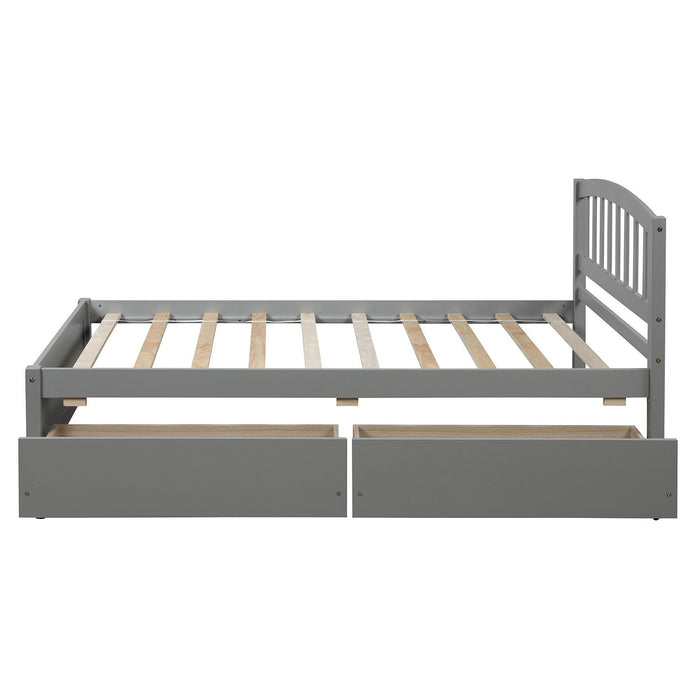 Platform Storage Bed Wood Bed Frame With Two Drawers And Headboard