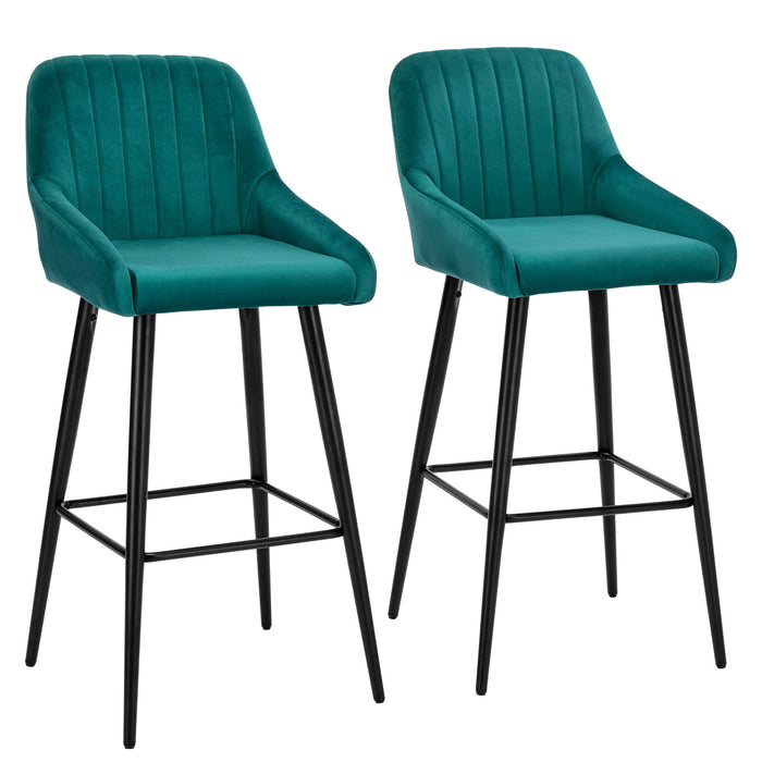 Elegant Lifestyle Modern Bar Stools, Velvet Upholstered Barstools With Back (Set of 2) Bar Chairs For Kitchen Living Room