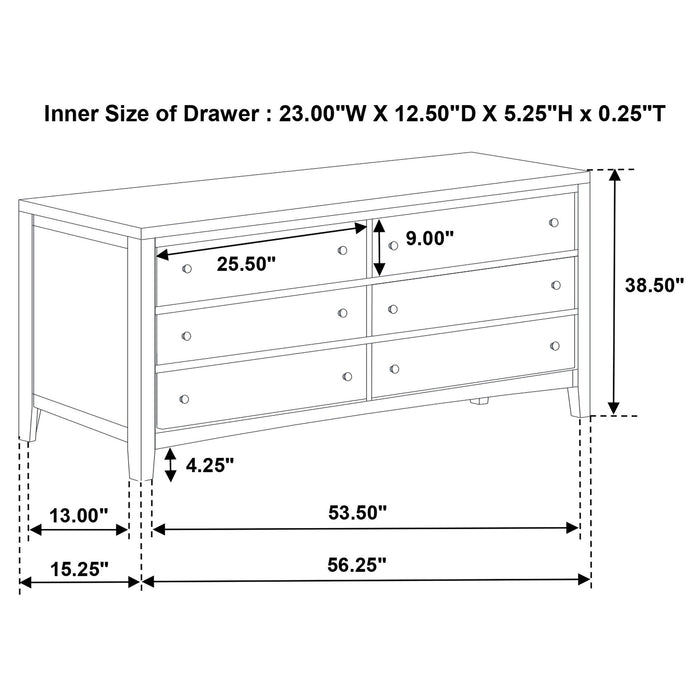 Wilkes - 6-Drawer Dresser Cabinet - Dark Cocoa