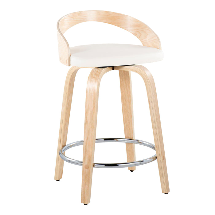 Grotto - Contemporary Fixed Height Counter Stool & Swivel, Round Footrest (Set of 2)