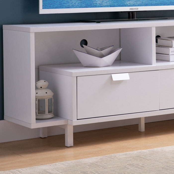 TV Stand With Wire Cutouts And U-Legs - White