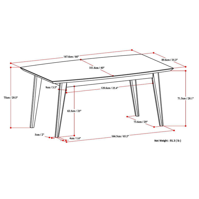 Draper - Mid Century Rectangle Dining Table