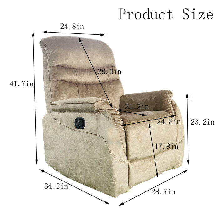 Rocking Recliner Chair For Living Room, Adjustable Modern Recliner Chair, Recliner Sofa With Lumbar Support, Classic And Traditional Recliner Chair With Comfortable Arm And Back Sofa - Dark Gray