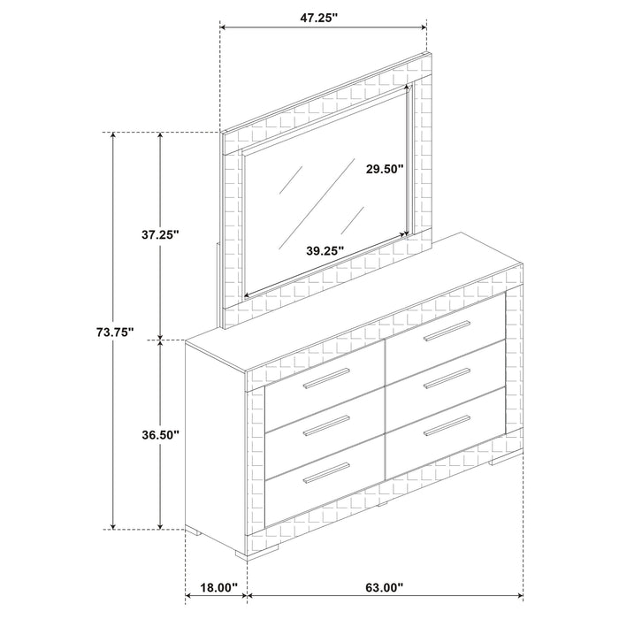 Ives - 6-Drawer Dresser And Mirror - White High Gloss