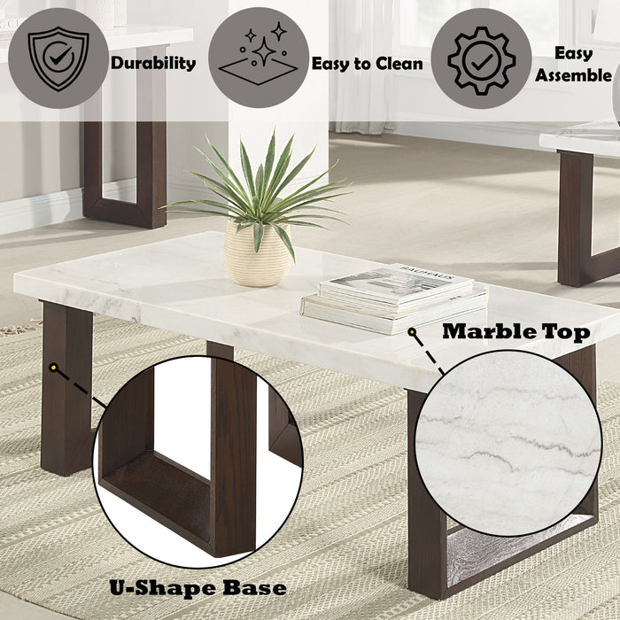 Edwyn - Natural Marble Top End Table