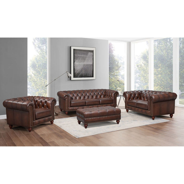 Alton Bay-Top Grain Leather Sofa Couch - Brown