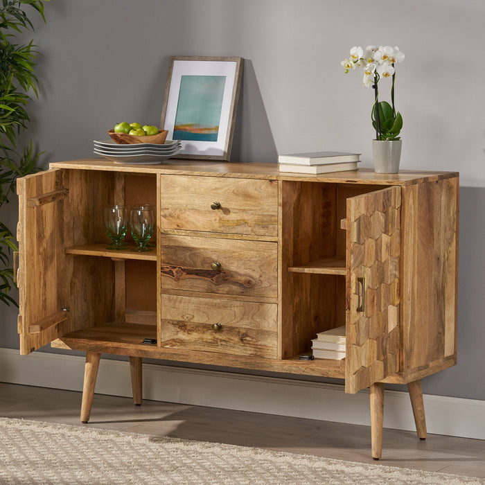 3 Drawer Sideboard With 2 Doors (KD Legs) - Natural