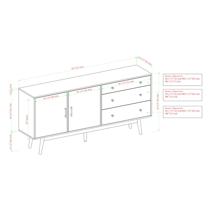 Mid-Century Modern Minimalist 2 Door Sideboard - Acorn