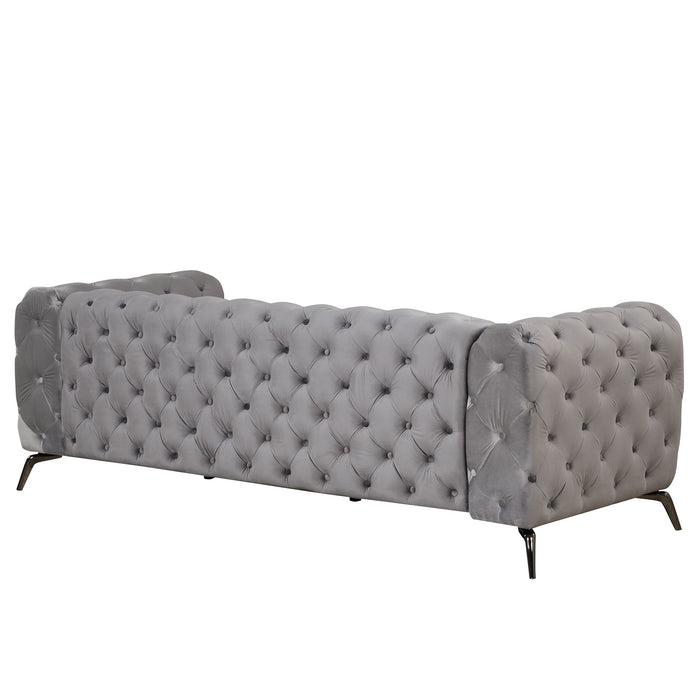 Velvet Upholstered Sofa With Sturdy Metal Legs, Modern Sofa Couch With Button Tufted Back, 3 Seater Sofa Couch For Living Room, Apartment, Home Office