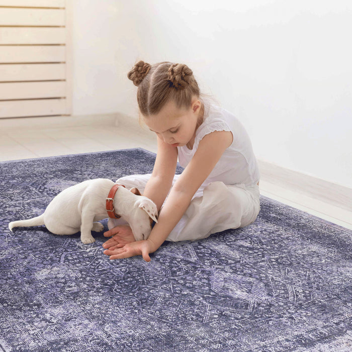 2'6'' X 10' Area Rug, Washable, Low-Pile, Non-Slip, Non-Shedding, Foldable, Kid & Pet Friendly - Anthracite