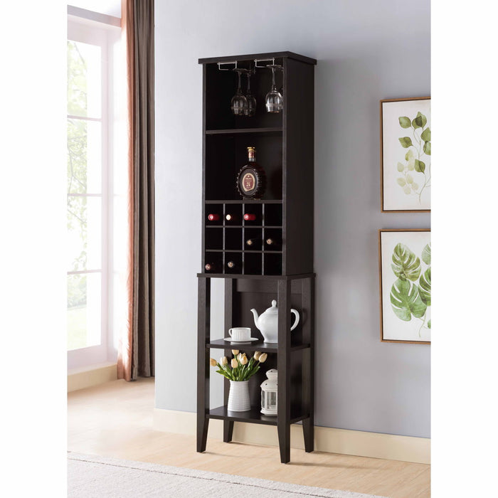 Wine Cellar, Bar Display Cabinet With Wine Glass Holder - Dark Brown