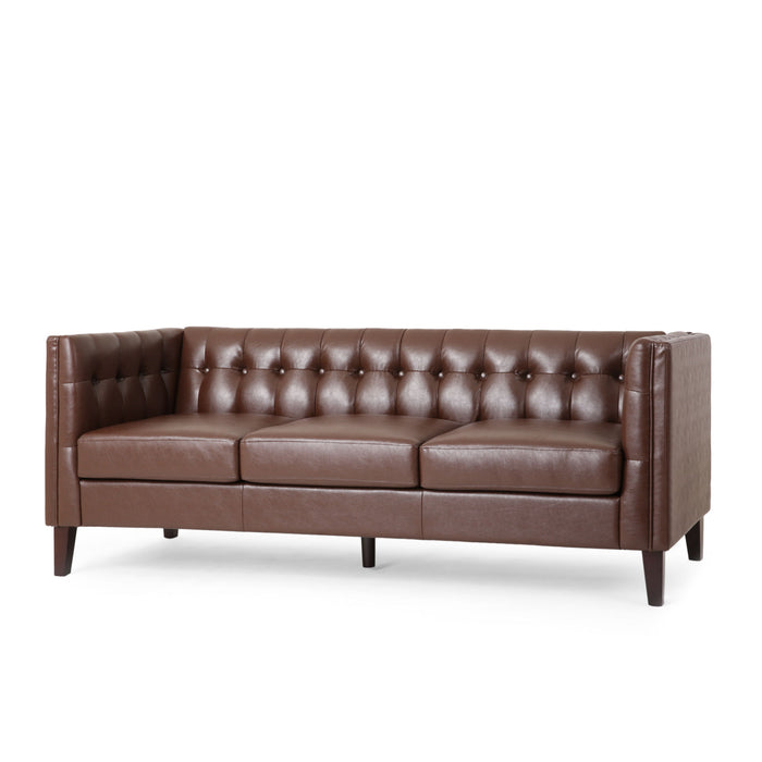 Comfy 3 Seat Sofa With Tufted Back, Modern For Living Room