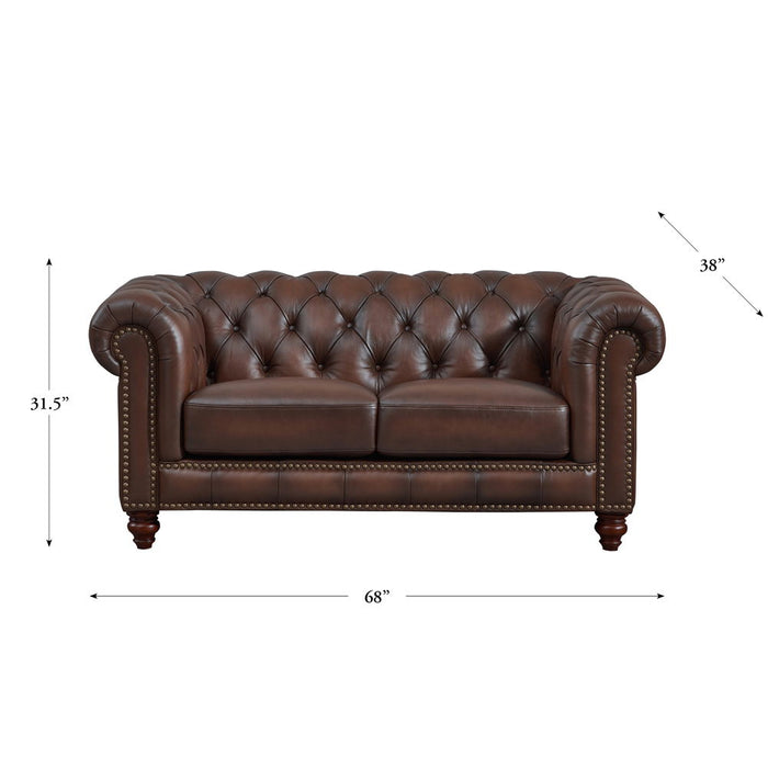 Alton Bay-Top Grain Leather Loveseat - Brown