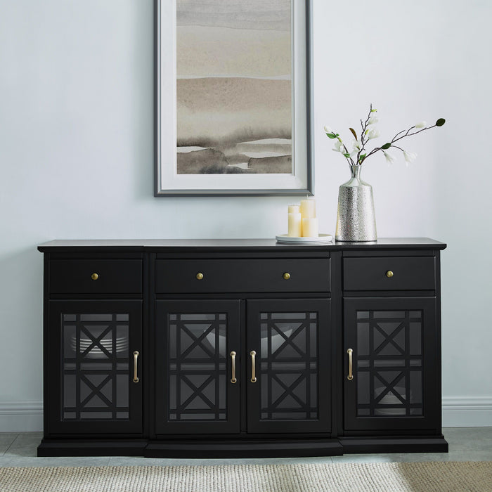 Classic Fretwork Detailed Glass Door Sideboard