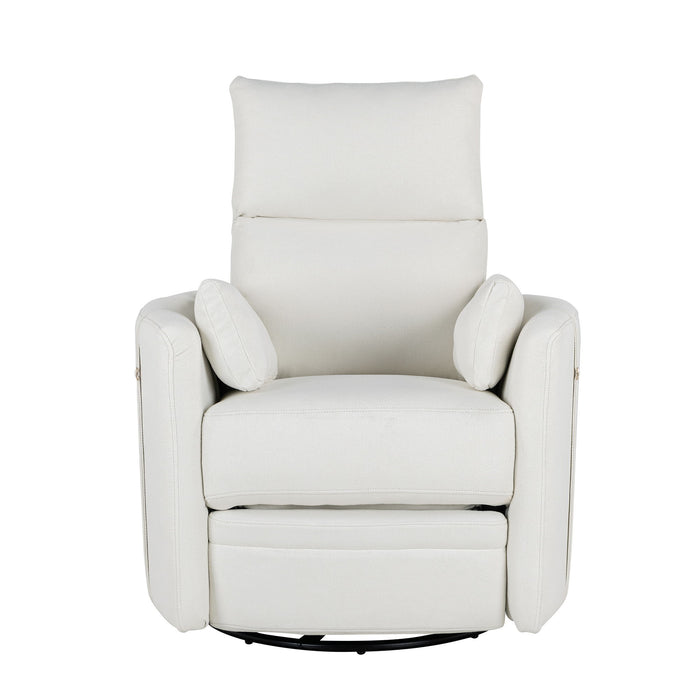 Upholstered Swivel Recliner Manual Rocker Recliner Chair Baby Nursery Chair With Two Removable Pillows For Living Room