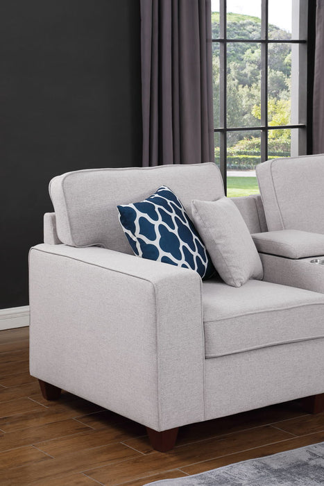 Sam - Sectional Sofa With Ottoman - Light Gray