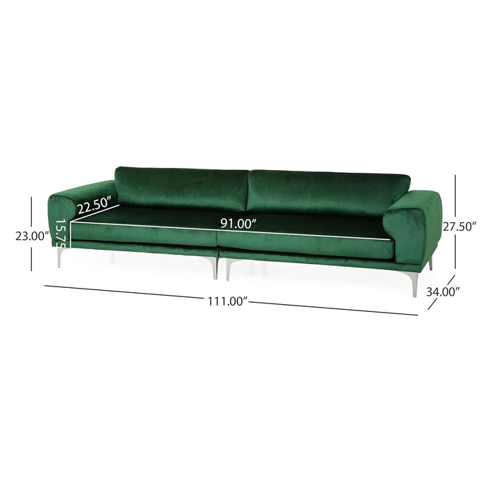 Comfy 4 Seat Sofa With Metal Legs, Modern For Living Room And Study - Emerald