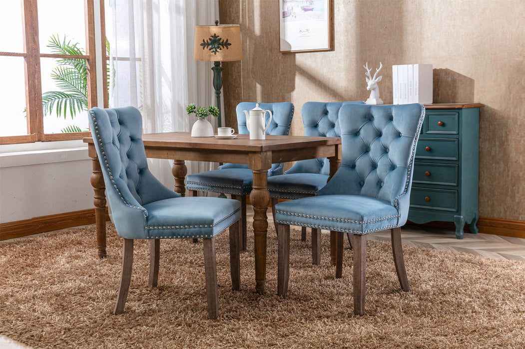 Nikki - Modern, High-End Tufted Solid Wood Contemporary Velvet Upholstered Dining Chair With Wood Legs Nailhead Trim (Set of 2)