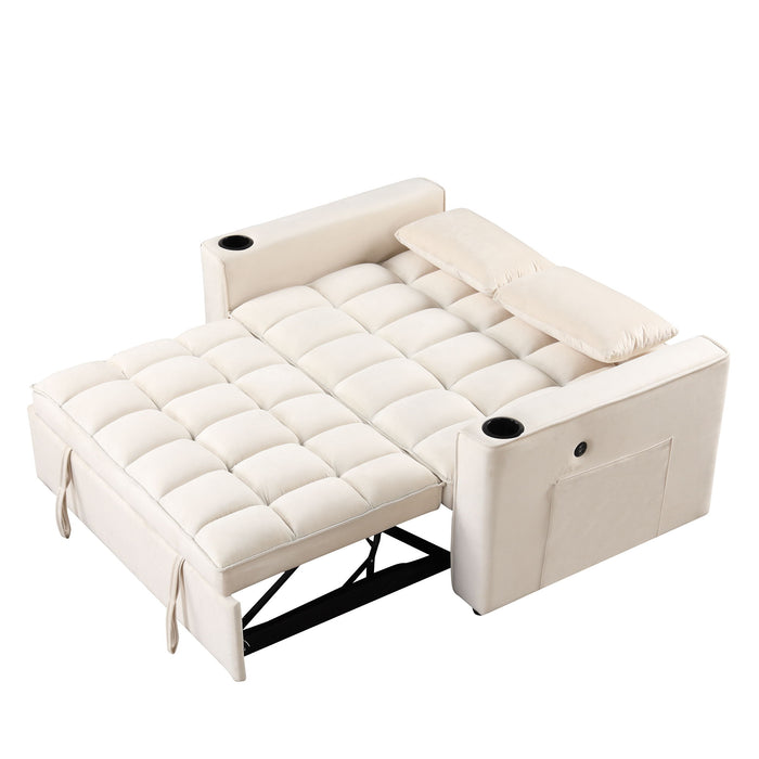 Multi Functional Sofa Bed With Cup Holder And USB Port For Living Room Or Apartments