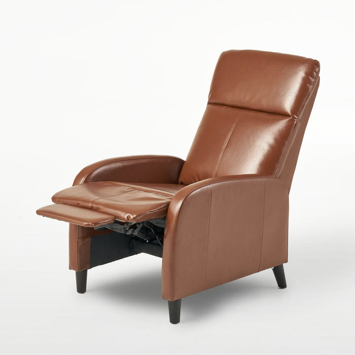 Wide Faux Leather Push Back Standard Recliner - Hazelnut